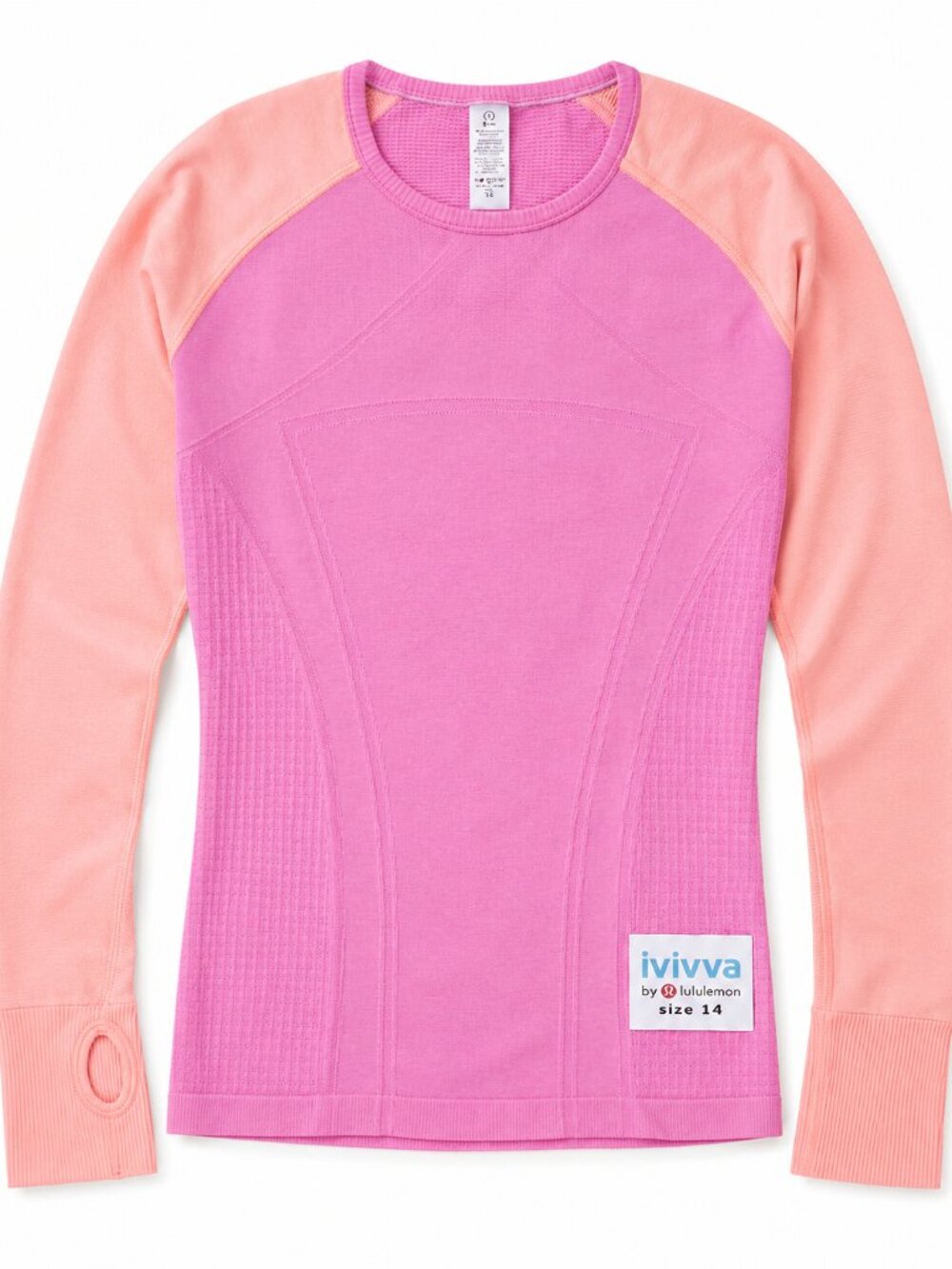 Ivivva Girl by Lululemon 🍋Fly tech long sleeve top pink thumbholes size 14